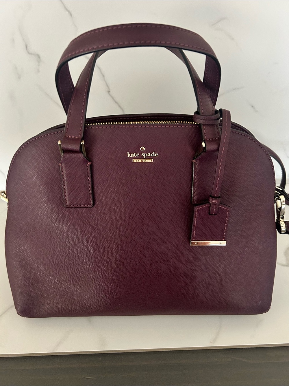 Kate Spade Plum Dome Satchel with Gold Hardware